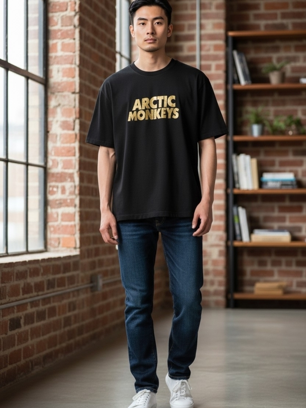 Arctic Monkeys Black Graphic Tee with Gold Logo